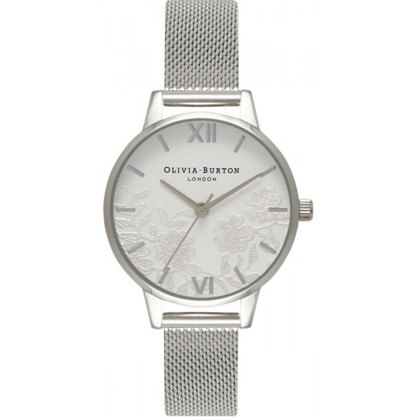OLIVIA BURTON Lace Detail Silver Mesh OB16MV54