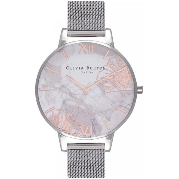 OLIVIA BURTON Abstract Florals Silver Mesh OB16VM20