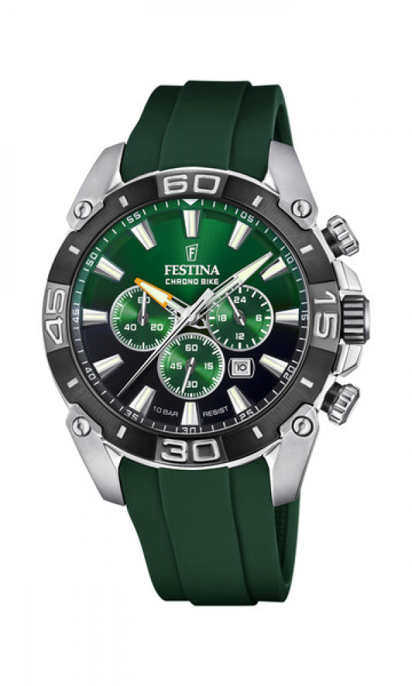 FESTINA Miesten rannekello CHRONOBIKE GENTS vihreä silikoniranne