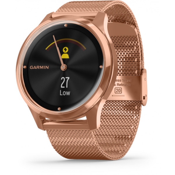 GARMIN Vivomove Luxe Milanese and 18K Rose Gold hybridiälykello 010-02241-04