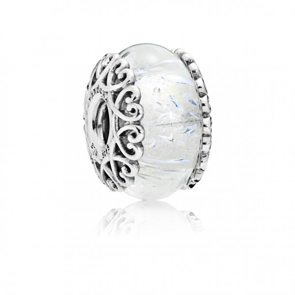 PANDORA Iridescent White Glass Murano Charm