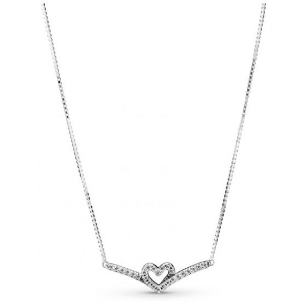 PANDORA Kaulakoru SPARKLING WISHBONE HEART 399273C01-45
