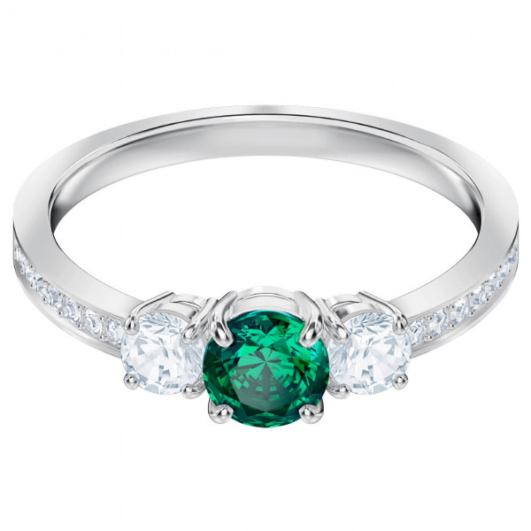 SWAROVSKI Attract Trilogy Round Ring, Green, Rhodium plating 5448893