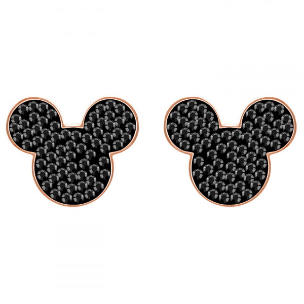 SWAROVSKI Mickey & Minnie Pierced Earrings, Black, Rose gold plating 5435137