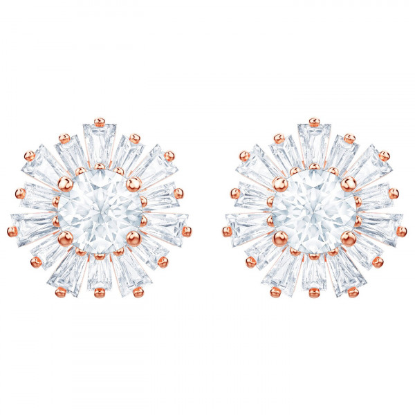 SWAROVSKI Sunshine Pierced Earrings, White, Rose gold plating 5459597