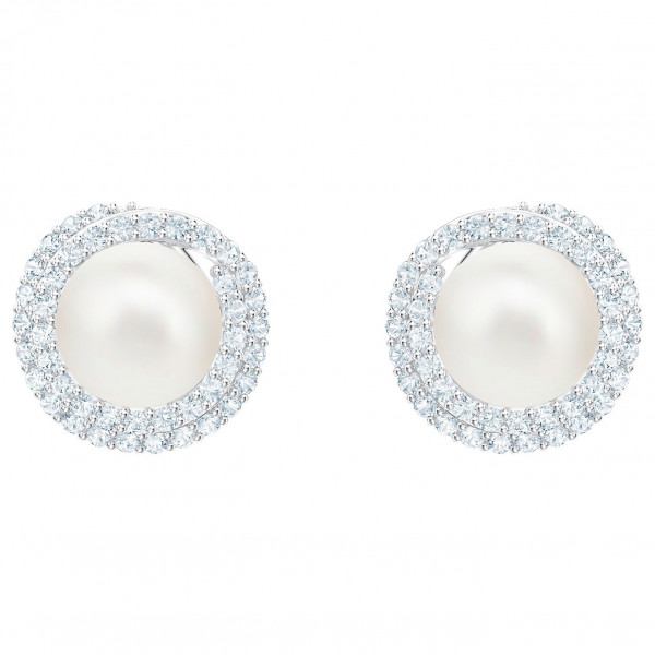 SWAROVSKI Originally Pierced Earrings, White, Rhodium plating 5461087