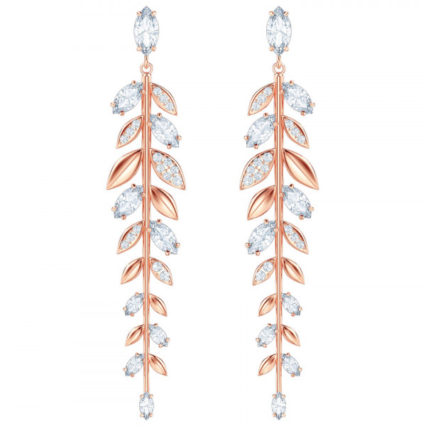SWAROVSKI Mayfly Pierced Earrings, Long, White, Rose gold plating 5410410