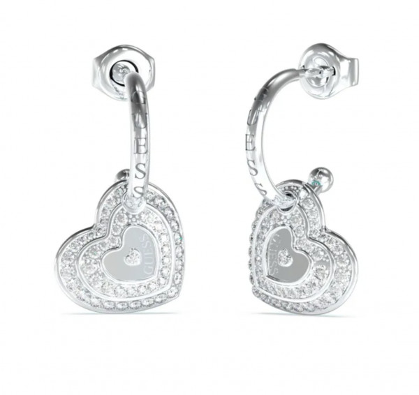 GUESS Love hopeanväriset suuret sydänkorvakorut JUBE04032JWRHT/U