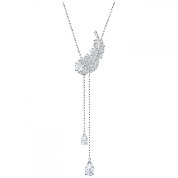 SWAROVSKI Nice Y Necklace, White, Rhodium plated 5493397