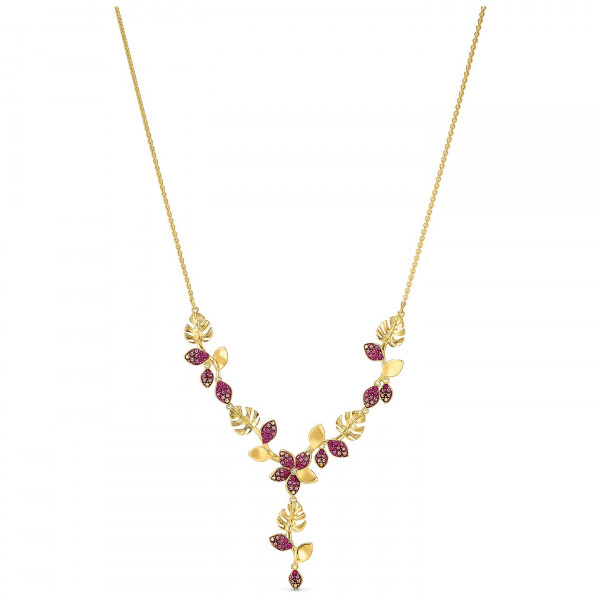 SWAROVSKI Tropical Flower Y Necklace, Pink, Gold-tone 5541061