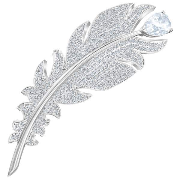 SWAROVSKI Nice Brooch, White, Rhodium plated 5495417