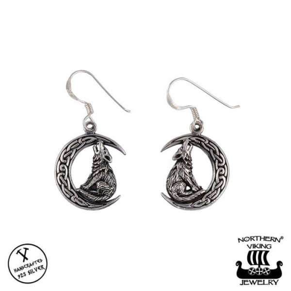 Northern Viking Jewelry NVJKK034 Moon Wolf korvakorut