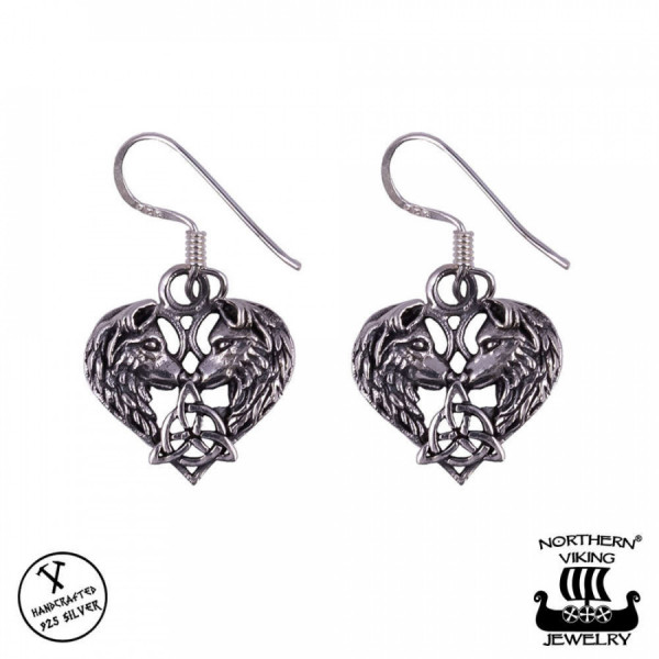 Northern Viking Jewelry NVJKK038 Heart Wolf korvakorut